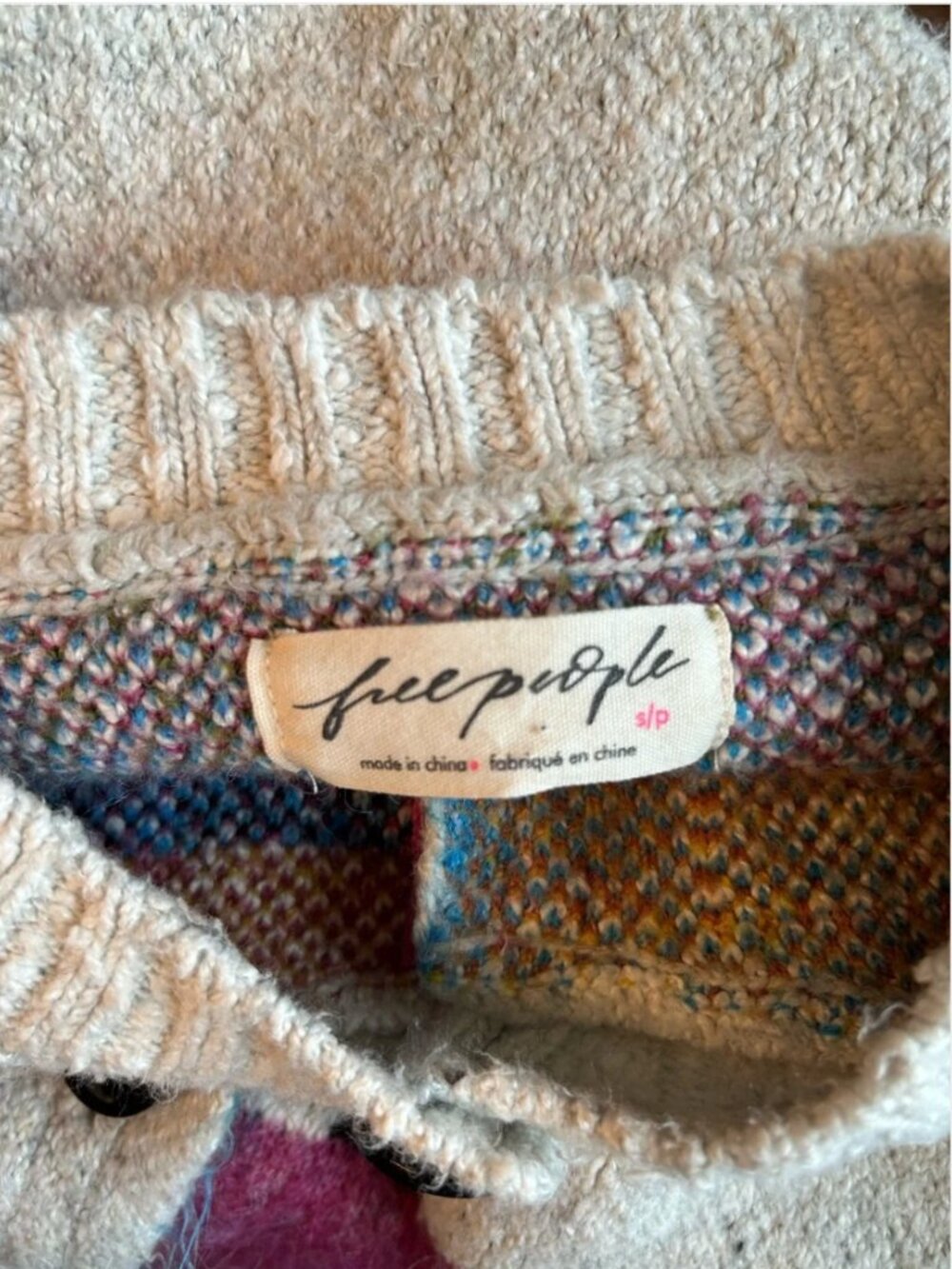 Free People Tulip Whirl Floral Cotton Blend Cardigan oversized size S - Picture 5 of 6